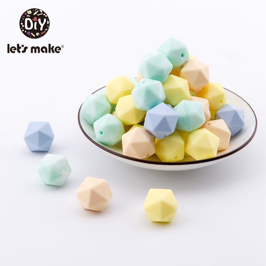 Let&#39;s Make 10pc 14mm Silicone Beads Hexagon Bpa Free Silicone Teether Diy Teething Toy Baby Chewable Accessories Baby Teether