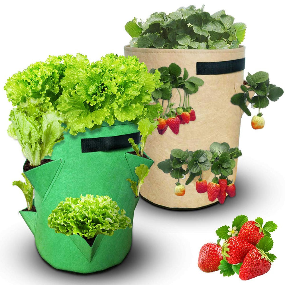 Garden Outdoor Planting Grow Bag Strawberry Vertical Flower Herb Pouch Root Breathable Vegetable Round Reusable Pot Planter D30