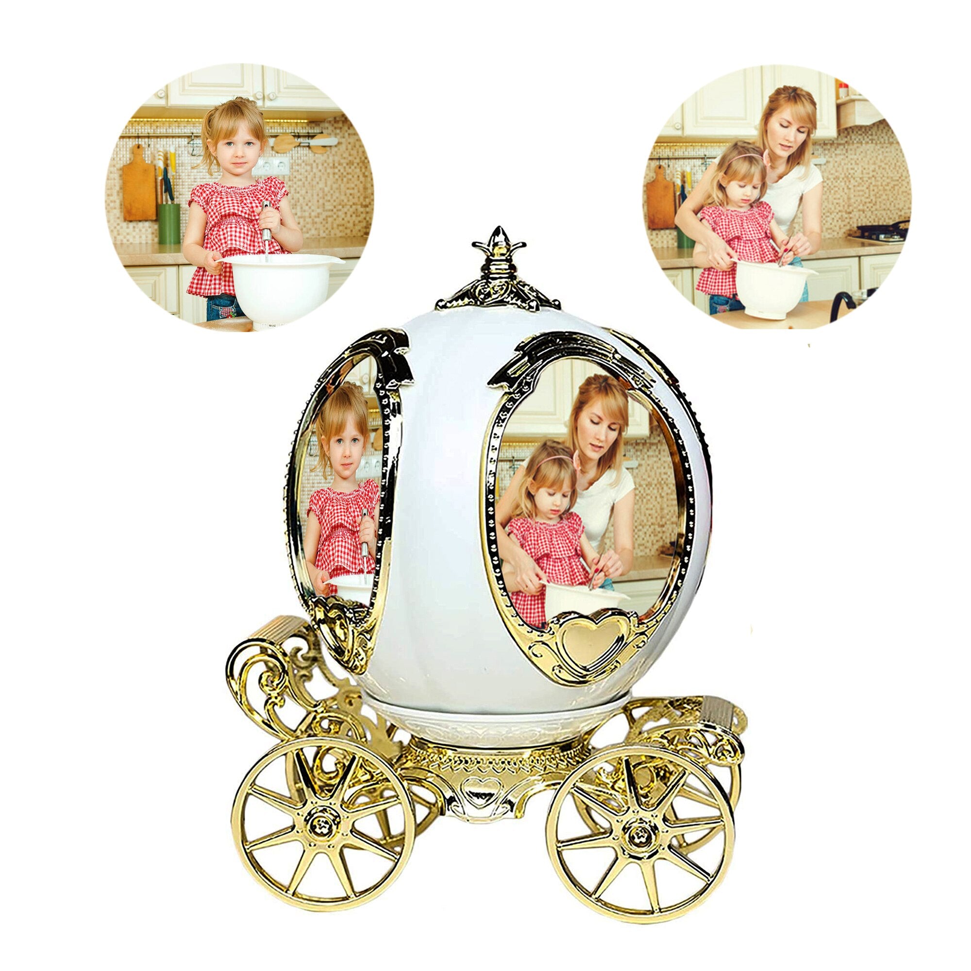 Personalized Decorative Photo Frame Rotatable Pumpkin Car Shaped Music Boxes Custom Photo Display 4 Pictures Music Box Best Gift