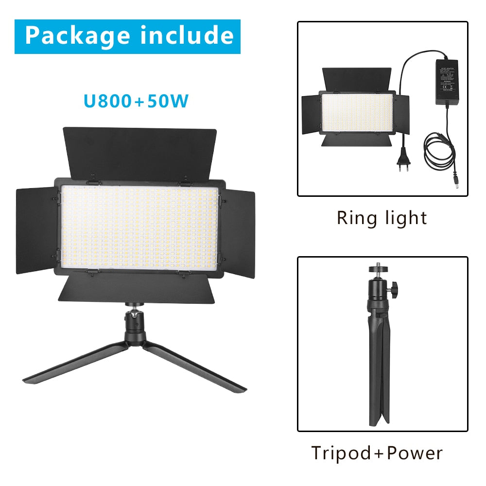 U800 LED Photo Studio Light for Tiktok Youbute Game Live Video Lighting 40W/50W Portable Video Recording Photography Panel Lamp