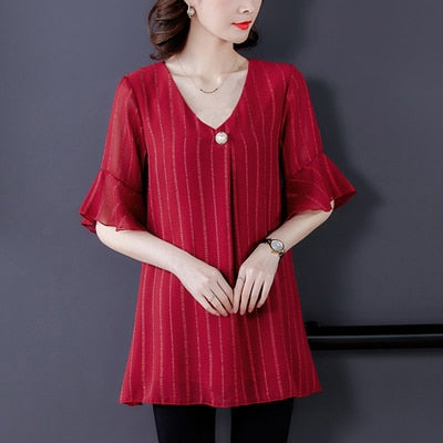 Dress Shirts Summer For Women Blouse Office Clothing Top Female Woman&#39;s Blouses Shirt V-Neck Plus Size Feminine Blusas chemise