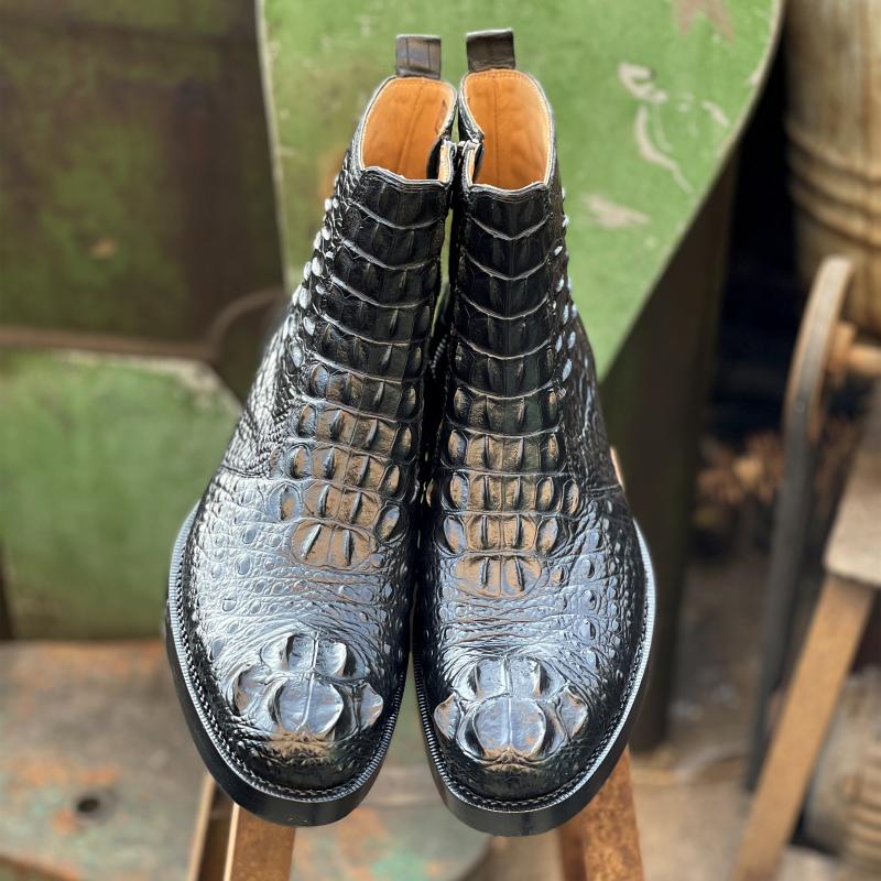 SIPRIKS Luxury Brand Men Boots Original Crocodile Skin Motorcycle Shoes Moto Zip Boots Cowboy Male Goodyear Welted Shoe Elegant