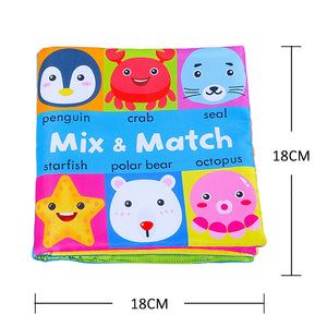 Cloth Book Cartoon Animal Face Matching Torn Baby Stereo Cloth Book Montessori Early Educational Teaching Toddler Books Gifts