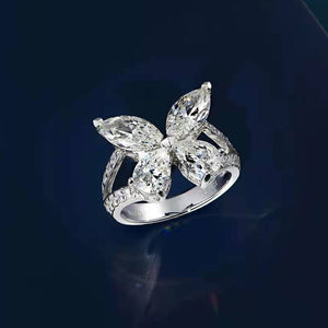OEVAS 100% 925 Sterling Silver Sparkling High Carbon Dimaond Butterfly Rings For Women Anniversary Gift Girls Party Fine Jewelry