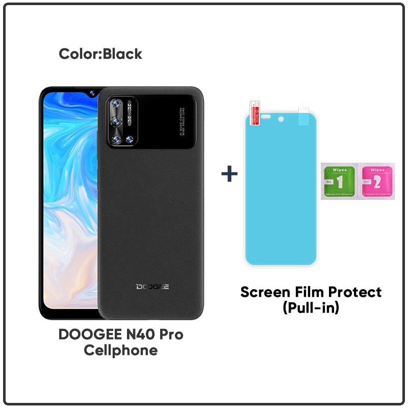 DOOGEE N40 Pro Smartphone 6.5 inch 20MP Quad Camera Helio P60 6GB+128GB Cellphone 6380mAh Battery 24W fast Charging