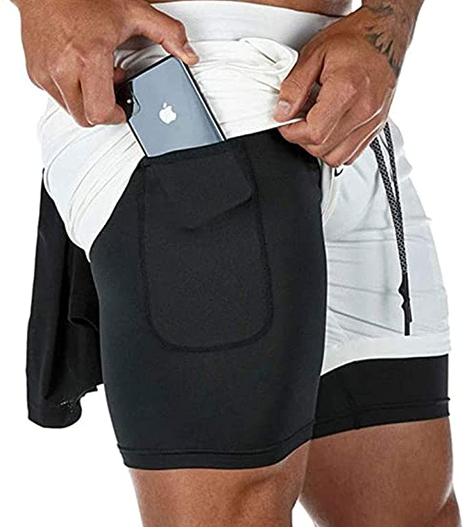 Men&#39;s Running Shorts Camo Gym Fitness Compression Workout Basketball 2 In 1 Tights Quick Dry Training Clothing Sports Shorts Man