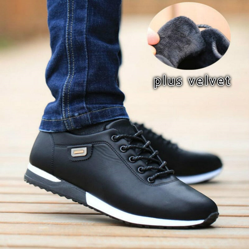 Men&#39;s PU Leather Business Casual Shoes for Man Outdoor Breathable Sneakers Male Fashion Loafers Walking Footwear Tenis Feminino