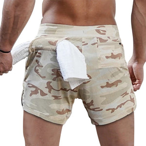 Men&#39;s Running Shorts Camo Gym Fitness Compression Workout Basketball 2 In 1 Tights Quick Dry Training Clothing Sports Shorts Man