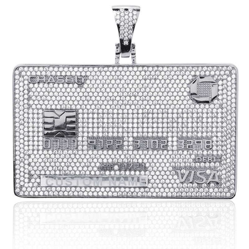 TOPGRILLZ Custom Name Iced Out Credit VISA Card Pendant Necklace AAA Cubic Zirconia Hip Hop Jewelry With Tennis Chain For Gift