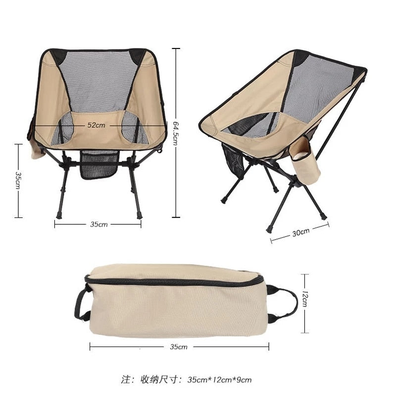 Camping Chair High Back Folding Camp Chair for Fishing, Garden Backpacking Outdoor Camping Chair for Beach Travel Recliner