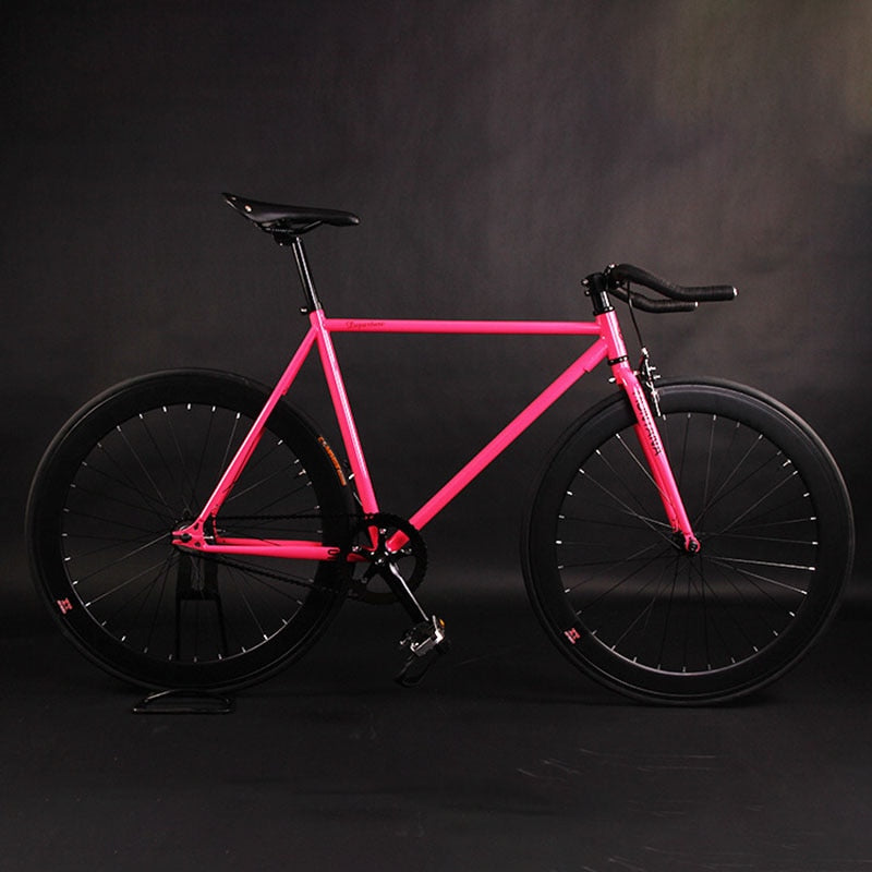 Fixie Bike Fixed Gear Bike 52cm Cycling City Bike Steel Frame Magnesium Alloy Wheel Single Speed Bicycle
