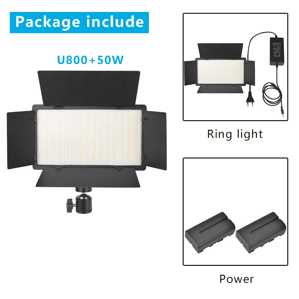 U800 LED Photo Studio Light for Tiktok Youbute Game Live Video Lighting 40W/50W Portable Video Recording Photography Panel Lamp