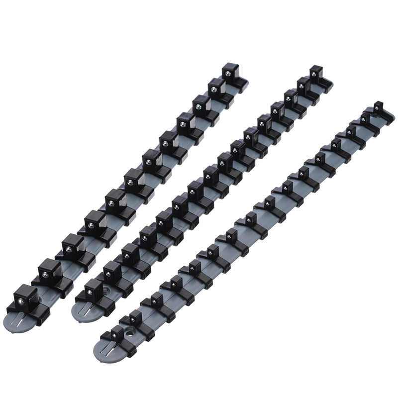 3pcs/set 1/4" 3/8" 1/2" Plastic Socket Tray Rail Rack Storage Holder Organizer Shelf Stand Socket Wrench Holders Home Tools