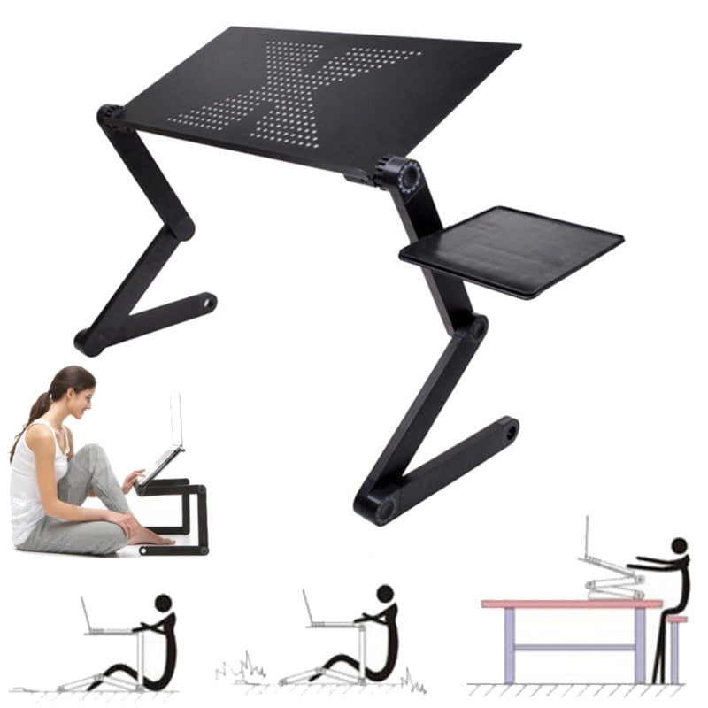 Aluminum Laptop Folding Table Computer Desk Stand for Bed 360 Degree Rotation MultiFunctional Portable Table 52.5x26.4x5cm