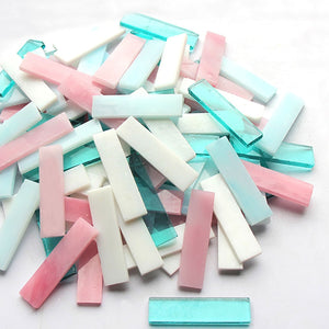 Mixed Color 1 X 4 Cm Square Stained Glass Strip Clear Glass Mosaic Pieces DIY Mosaic Tiles Hobbies Art Crafts Material 100g