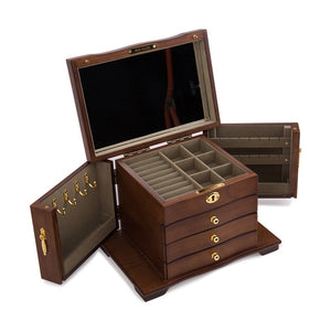 2022 Luxury Large Wooden Jewelry Box Storage Display Earring Ring Necklace Jewellery Gift Case Organizer Packaging Casket