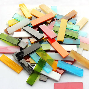 Mixed Color 1 X 4 Cm Square Stained Glass Strip Clear Glass Mosaic Pieces DIY Mosaic Tiles Hobbies Art Crafts Material 100g