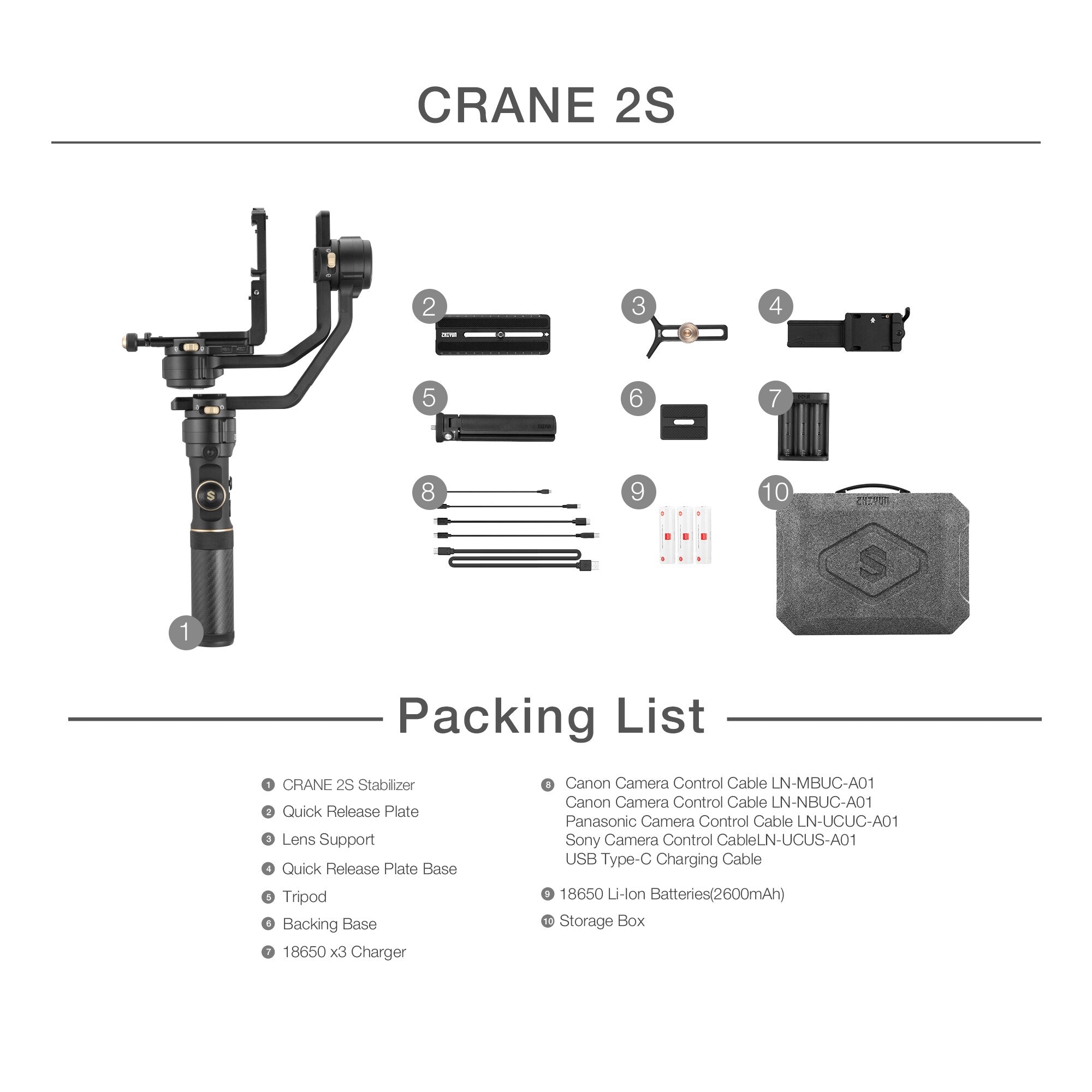 ZHIYUN Official Crane 2S/COMBO/PRO 3-Axis Handheld Gimbal Camera Stabilizer for All DSLR Canon BMPCC Sony Panasonic Cameras
