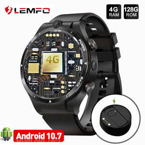LEMFO LEM15 4G Smart Watch Men 128GB ROM 900mAh Power Bank 2021 Dual Cameras Smartwatch GPS Helio P22 Chip Android 10.7