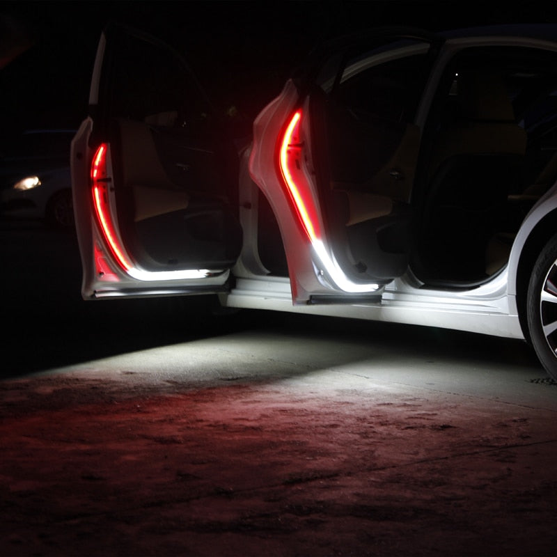Car Interior Door Welcome Light LED Safety Warning Strobe Signal Lamp Strip 120cm Waterproof 12V Auto Decorative Ambient Lights