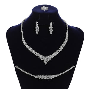 Jewelry Sets HADIYANA Charming 4PCS Necklace Earrings Ring And Bracelet Set For Women Wedding Got Enagged CN1794 Bisuteria