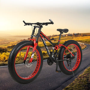 Wolf&#39;s fang Bicycle mountain bike 26 Inch 21 speed 4.0 fat bikes Snow Beach Bike  Fat Tire bicycles New Shock absorber fork
