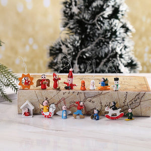 48pcs Christmas Wooden Ornament Wood Hanging Pendants Party Decorations for Home Kid New Year Gifts  Chrismas Tree Puppets Xmas