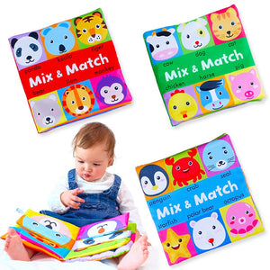 Cloth Book Cartoon Animal Face Matching Torn Baby Stereo Cloth Book Montessori Early Educational Teaching Toddler Books Gifts