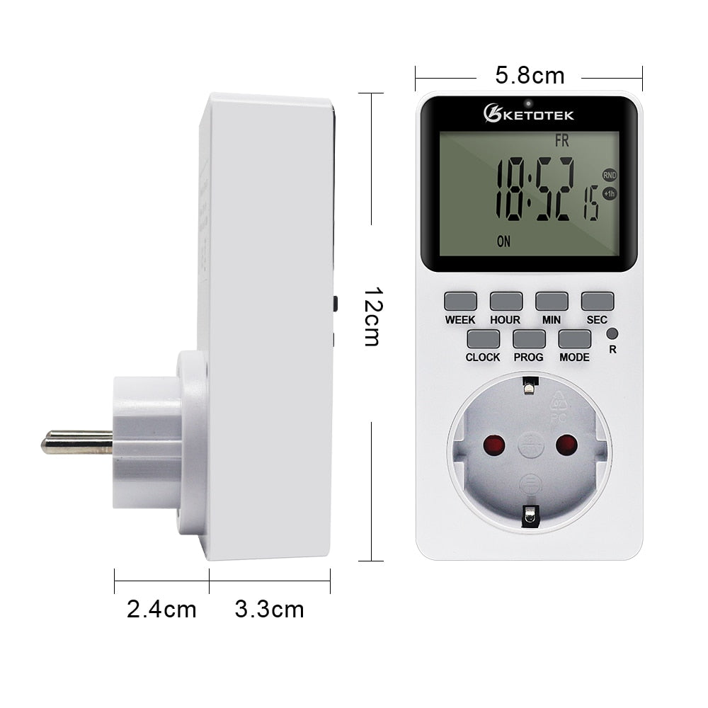 Electronic Digital Timer Socket EU/UK/US/FR Plug Outlet Programmable Timing Socket Control 220V Timer Switch Socket for Kitchen