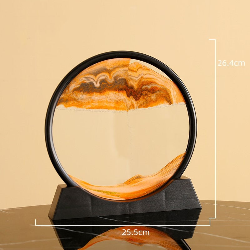 7/12inch Moving Sand Art Picture Round Glass 3D Deep Sea Sandscape In Motion Display Flowing Sand Frame Sand Painting