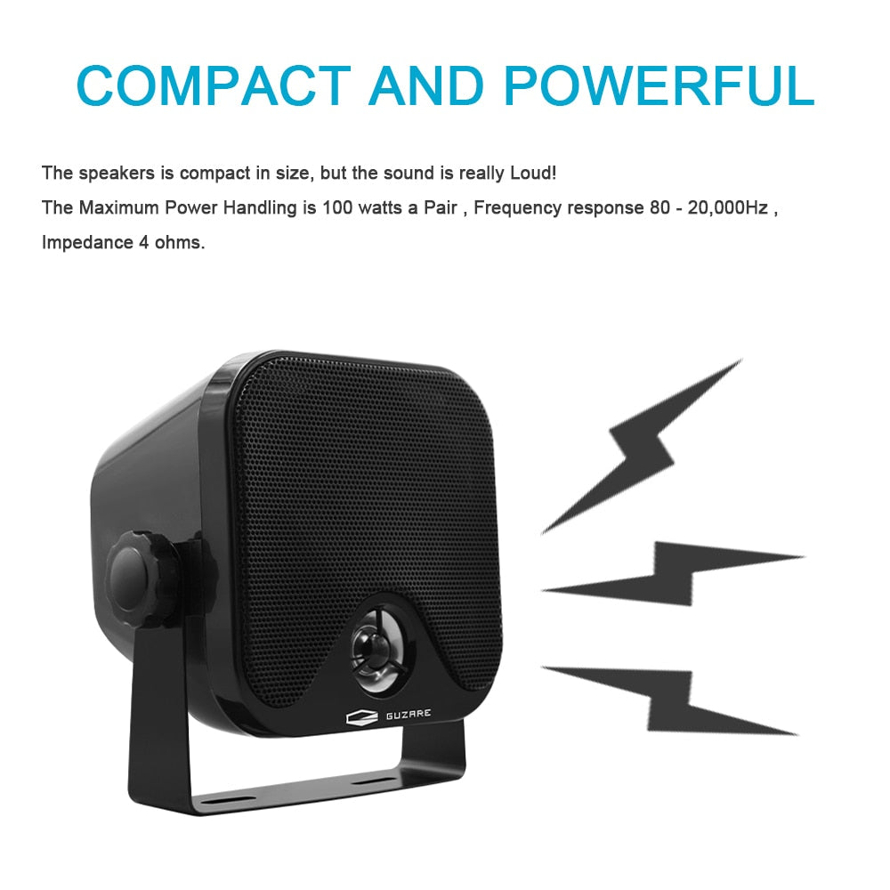 4 inch 100W Waterproof Boat Marine Box Outdoor Speakers Surface Mounted For ATV UTV Golf Cart Tractor Powersports Truck Yacht