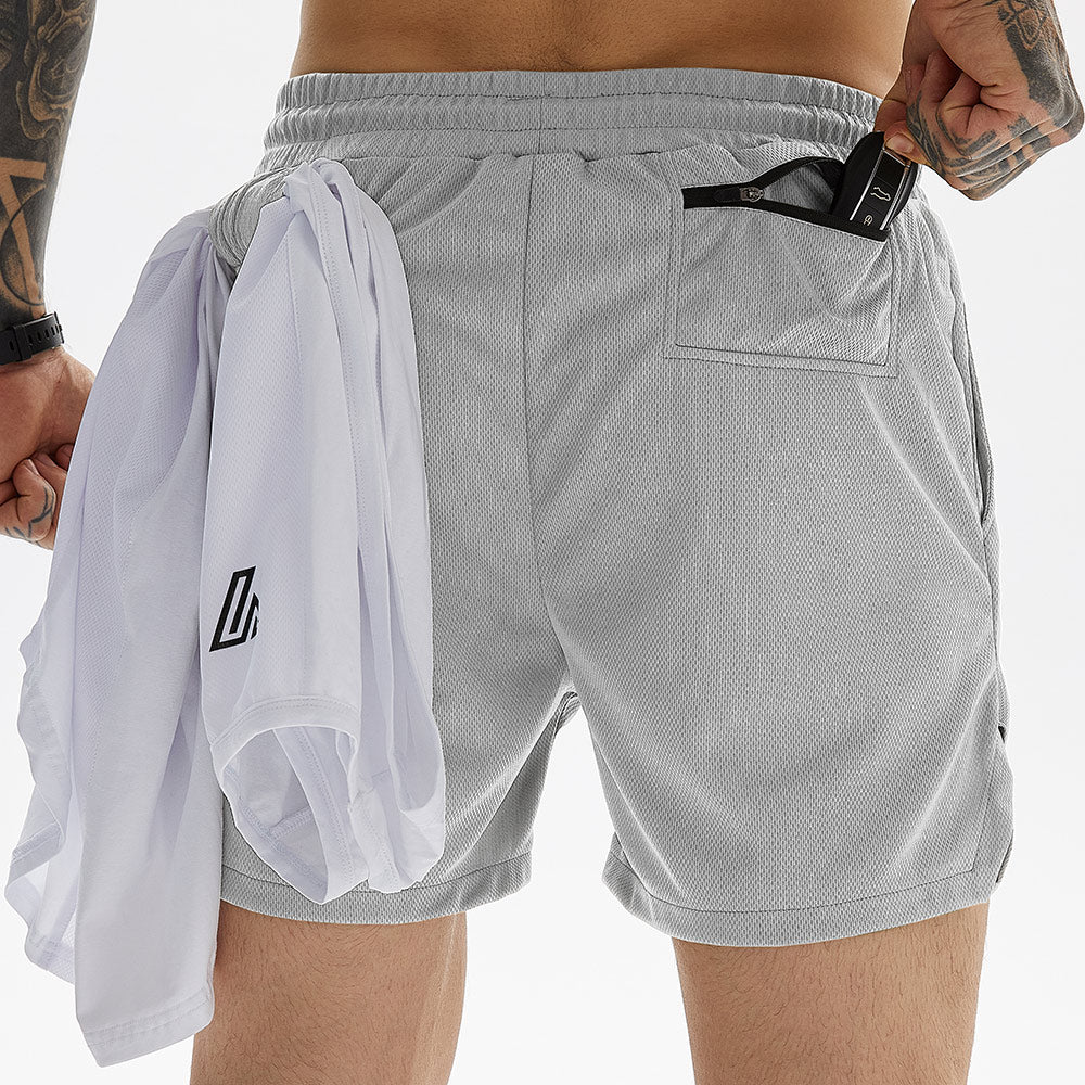 Men&#39;s Running Shorts Camo Gym Fitness Compression Workout Basketball 2 In 1 Tights Quick Dry Training Clothing Sports Shorts Man