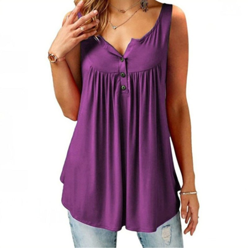 S-6XL Oversized T-shirt Women Loose Casual Sleeveless Female  Pleated Solid Tank Top Woman's Clothing Streetwear 2022 Summer New
