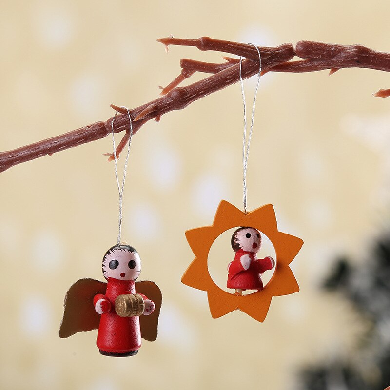 48pcs Christmas Wooden Ornament Wood Hanging Pendants Party Decorations for Home Kid New Year Gifts  Chrismas Tree Puppets Xmas
