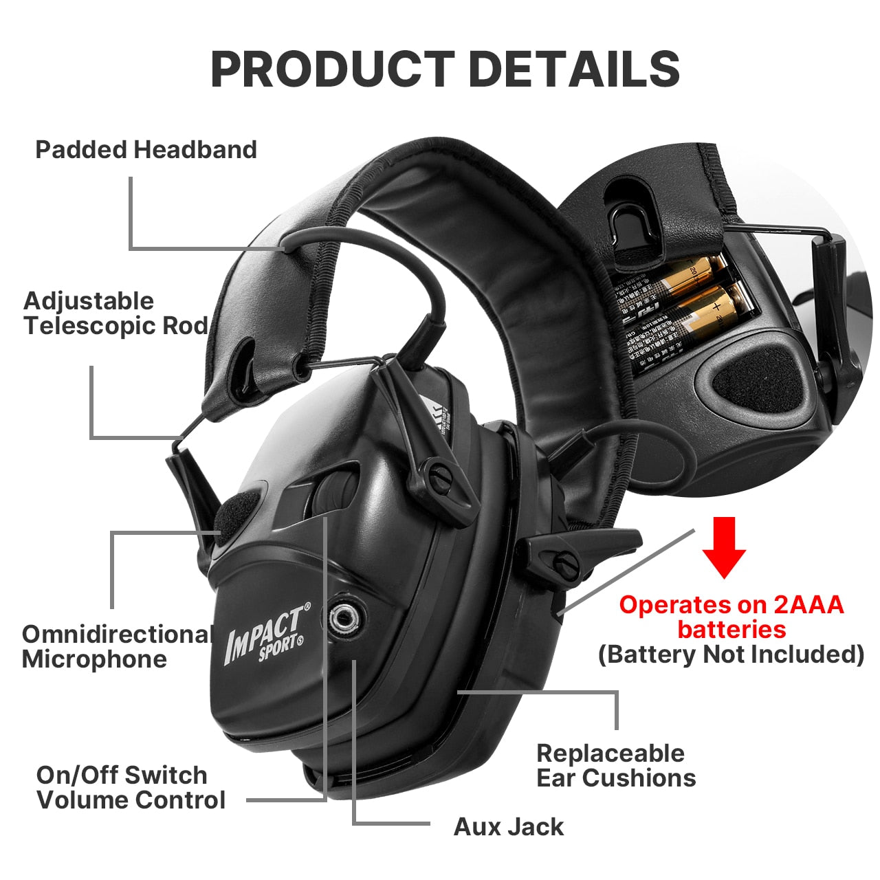 Electronic Shooting Earmuff Anti-noise Impact Ear Protector Outdoor Sport Sound Amplification Headset Foldable Hearing Protector