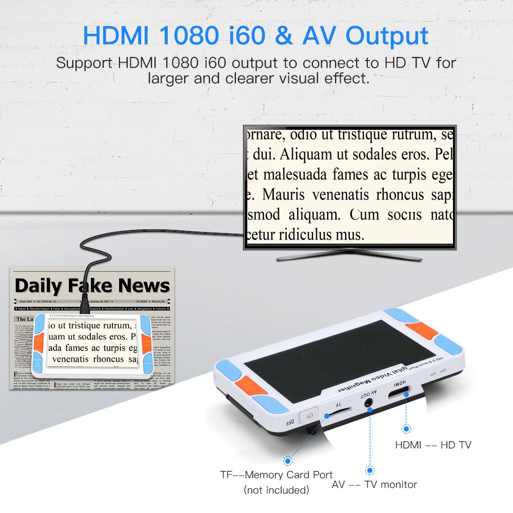 Eyoyo 5.0" inch LCD 3-48X portable Digital Magnifier lupa Electronic video Reading Aid Portable with HDMI 1080 i60 & AV Output
