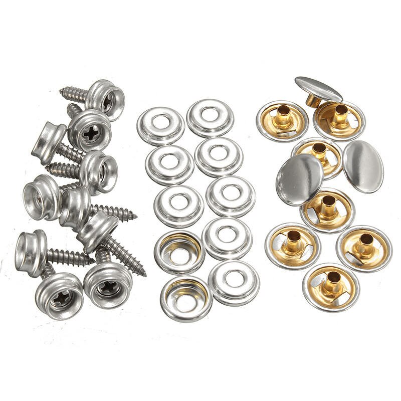 30pcs Ship Snap Fastener Stainless Canvas Cap Screw Kit For Boat Covers Cars Hoods Caravans Leather Jackets Handbags Parts