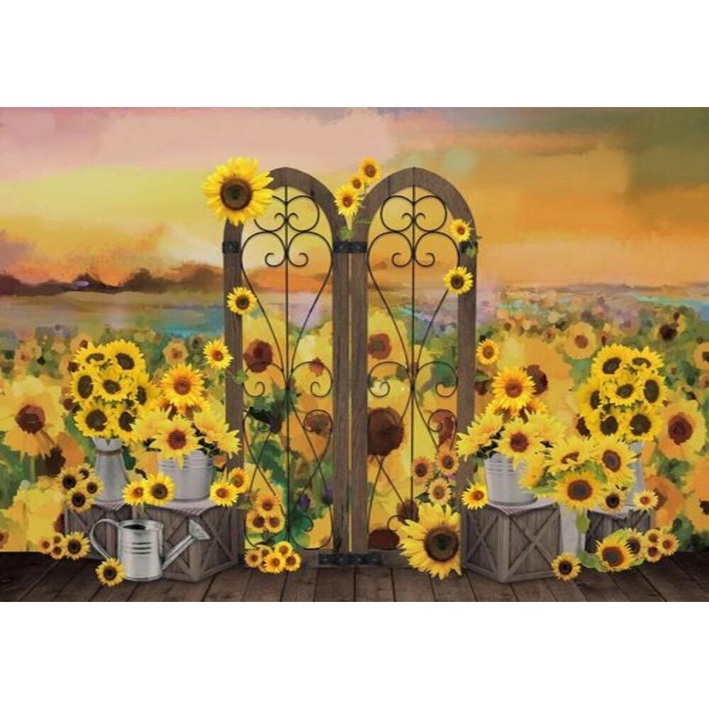 Allenjoy sunflower Photography Backdrop Newborn Child fence Smash cake Baby Shower summer background Photo studio photobooth