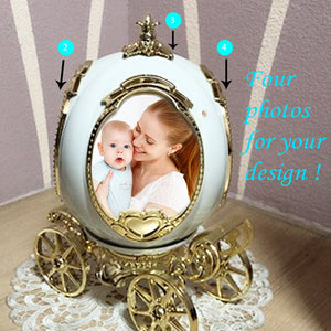 Personalized Decorative Photo Frame Rotatable Pumpkin Car Shaped Music Boxes Custom Photo Display 4 Pictures Music Box Best Gift