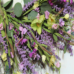 61cm Lavender Wreath Handmade Artificial Green Leaves Wreath Eco-friendly Front Door Home Decor For Wedding Birthday Party