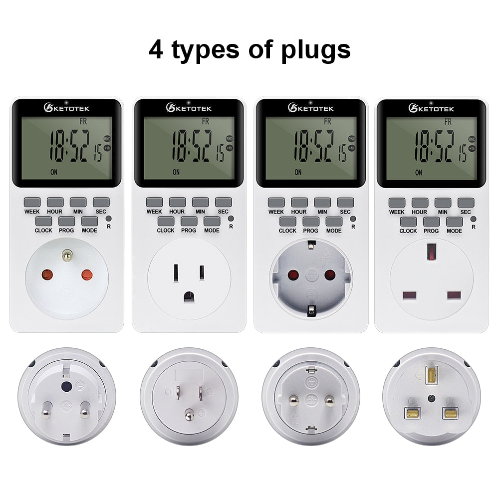 Electronic Digital Timer Socket EU/UK/US/FR Plug Outlet Programmable Timing Socket Control 220V Timer Switch Socket for Kitchen