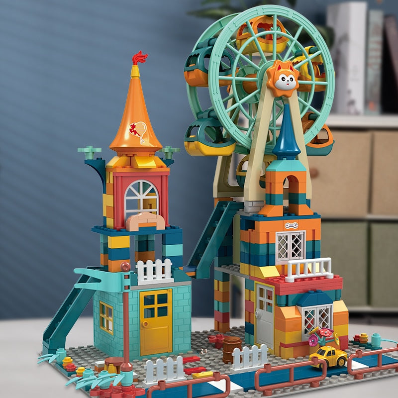Marble Run Architecture Castle Building Blocks Car Action Figures Friends Children Educational Toys for Boys Christmas Gifts