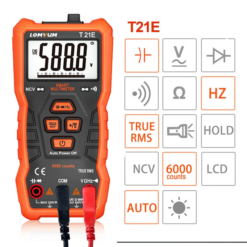 LOMVUM TRUE RMS Multimeter 6000 COUNTS High Precision Digital Multimeter NCV Smart Multimeter Auto Ranging AC/DC Flashlight