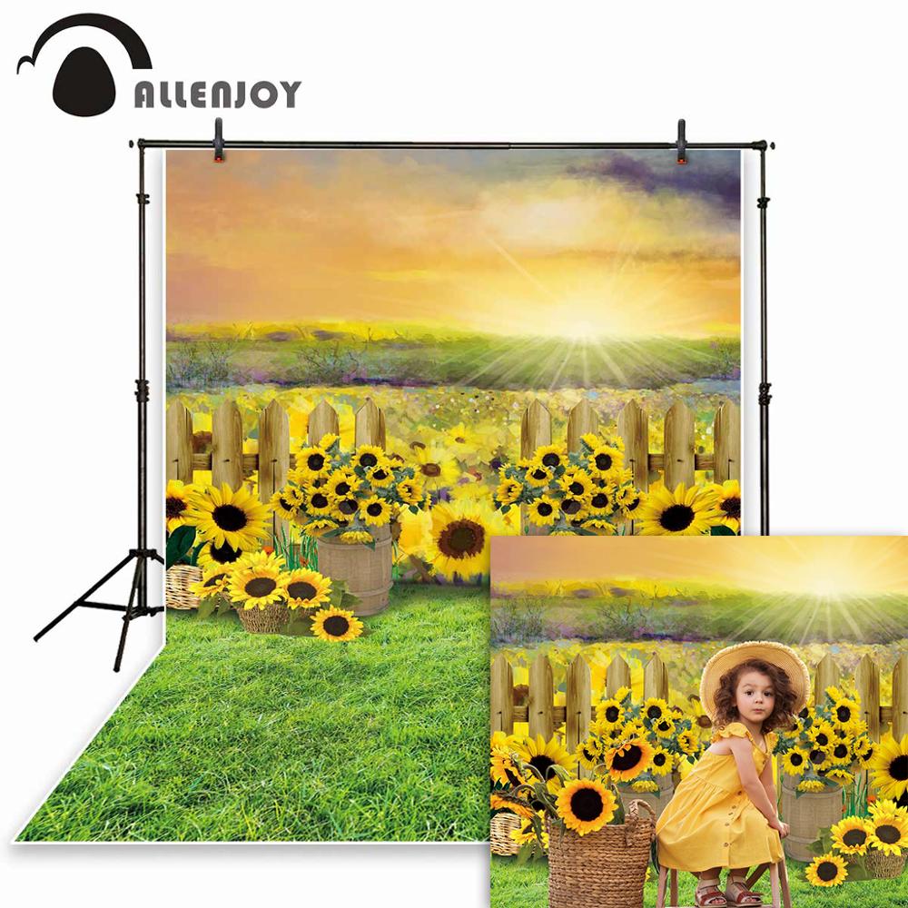 Allenjoy sunflower Photography Backdrop Newborn Child fence Smash cake Baby Shower summer background Photo studio photobooth