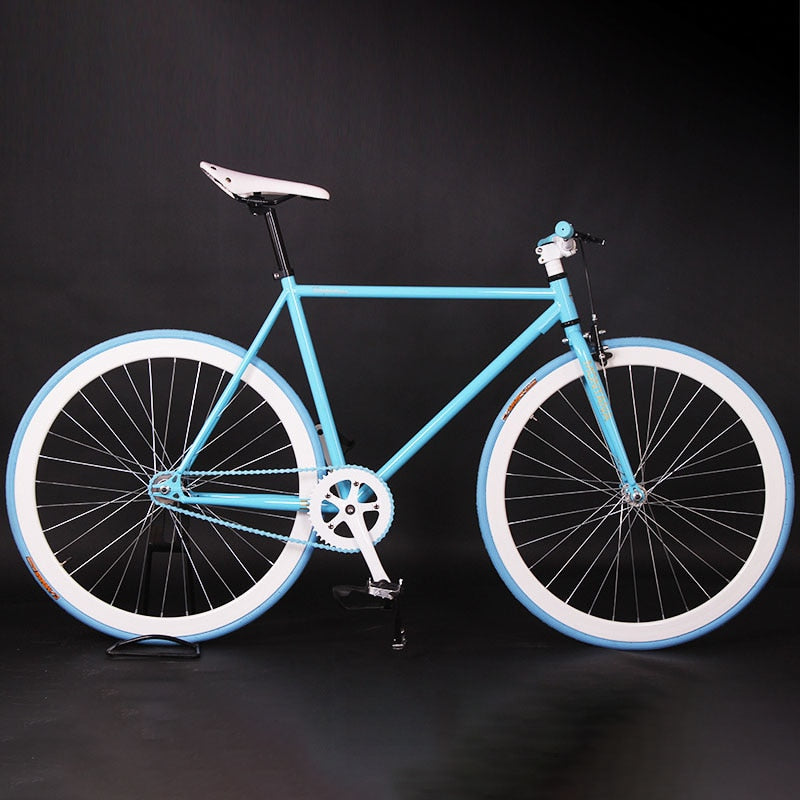 Fixie Bike Fixed Gear Bike 52cm Cycling City Bike Steel Frame Magnesium Alloy Wheel Single Speed Bicycle