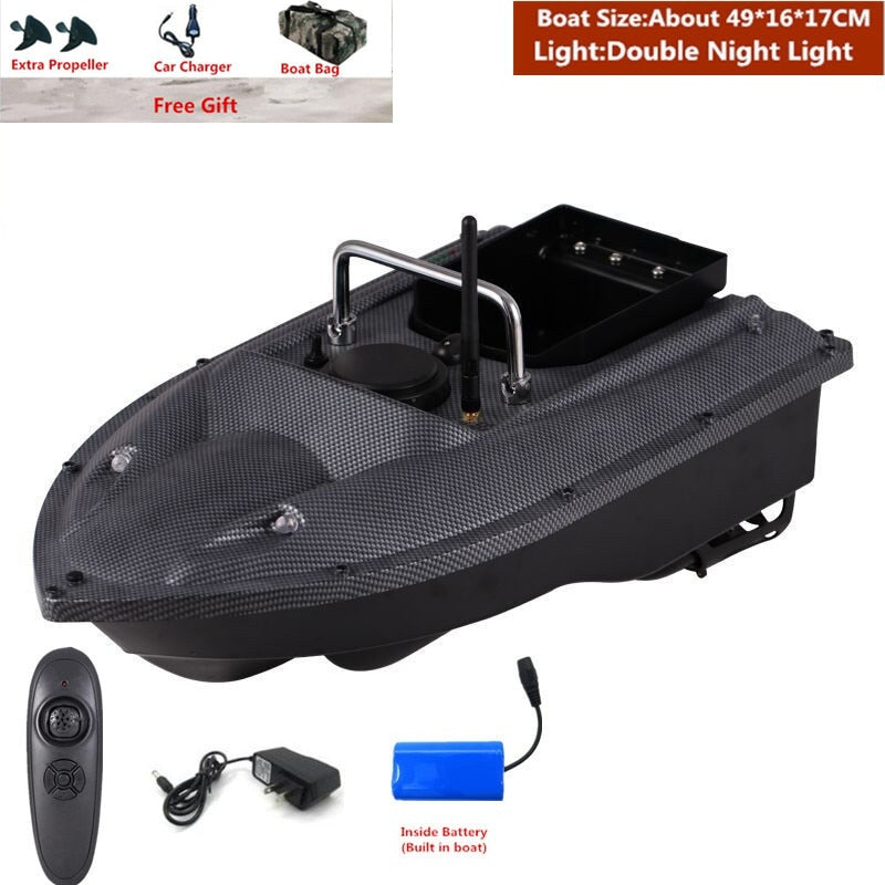 Smart Fixed Speed Cruise Radio Remote Control Fishing Bait Boat 1.5KG 500M Dual Night Light Lure Fishing RC Bait Boat Fishing