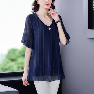 Dress Shirts Summer For Women Blouse Office Clothing Top Female Woman&#39;s Blouses Shirt V-Neck Plus Size Feminine Blusas chemise