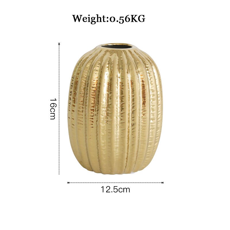 Golden Ceramic Vase Home Decor Flower Arrangement Vase Living Room Decor Modern Wedding Decoration Ceramic Vases Gifts