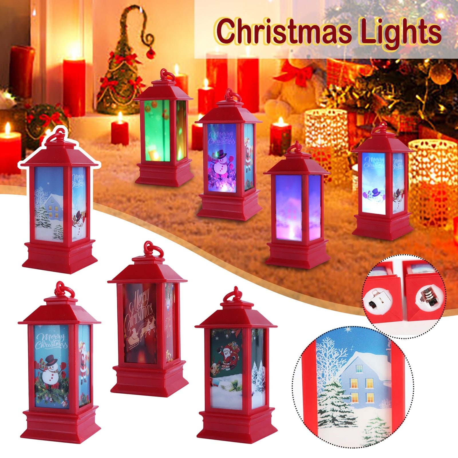 Christmas Wind Lantern Led Electronic Candle Light Santa Snowman Merry Chrismas Decor For Home Xmas Tree Decor Noel Kids Gifts