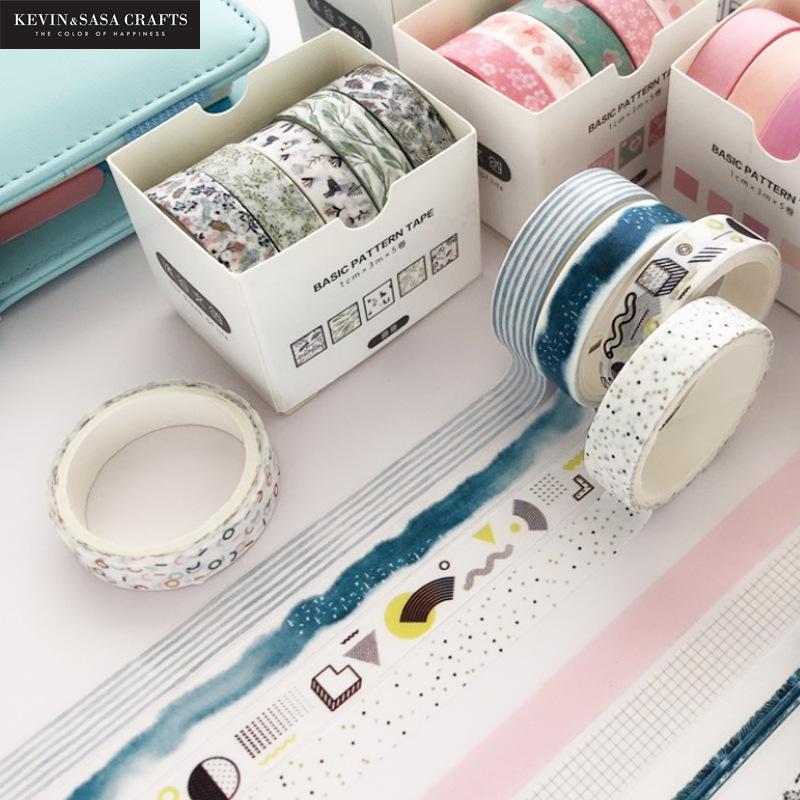 5pcs/set Printing Washi Tape Set Diy Masking Tape Cute Stickers School Suppliers Stationery Gift Presented By Kevin&Sasa Crafts